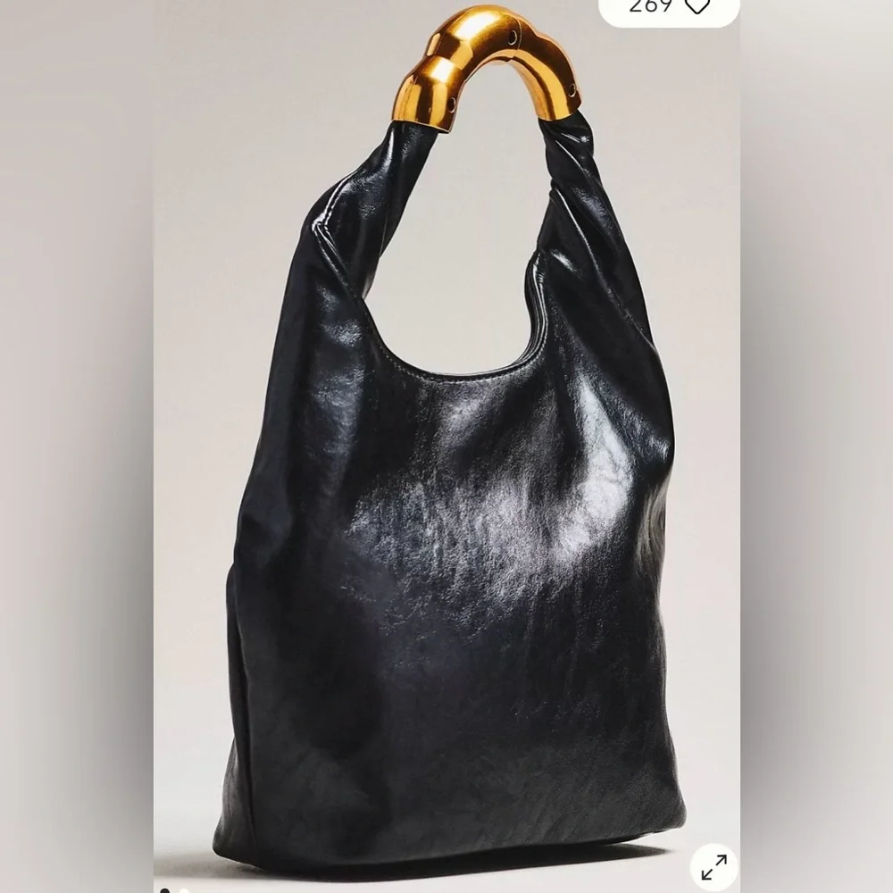 Anthropologie Vegan Leather Gilded Shoulder Bag